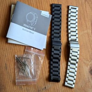 Garmin Stainless Steel Vivoactive 3 Bands Black and Silver